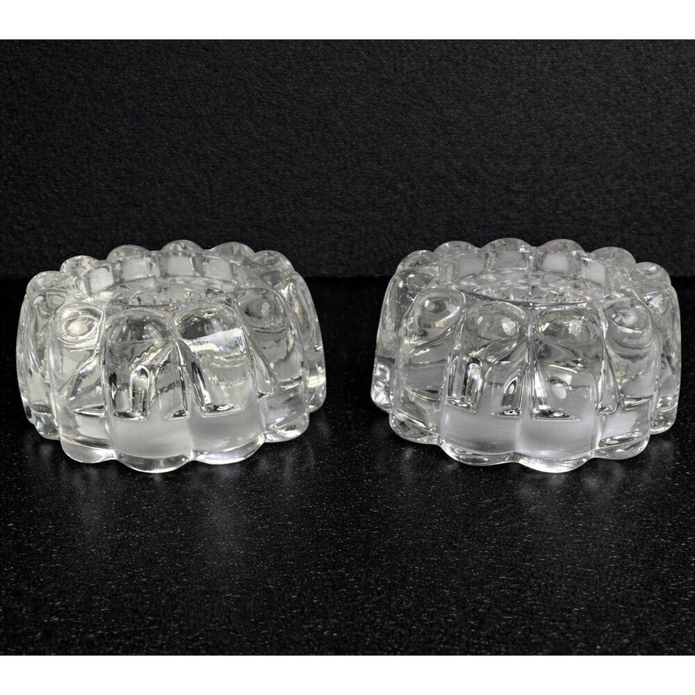 VTG Princess House #438 3-Way Ribbed Scalloped Crystal Candle Holders Set of 2